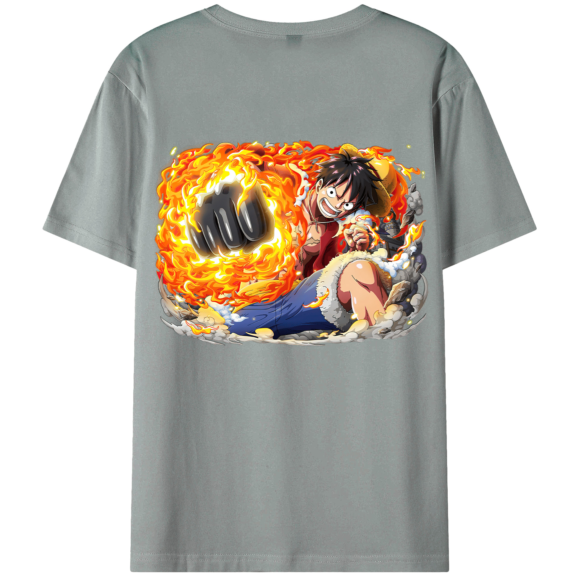 ワンピース モンキー・D・ルフィ ONE PIECE Monkey D. Luffy 綿100％ メンズ半袖Tシャツ（バックプリント） 通気性